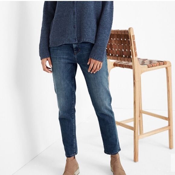 Eileen Fisher Dark Wash Ankle Crop Straight Jeans | SZ 4 - Picture 1 of 8
